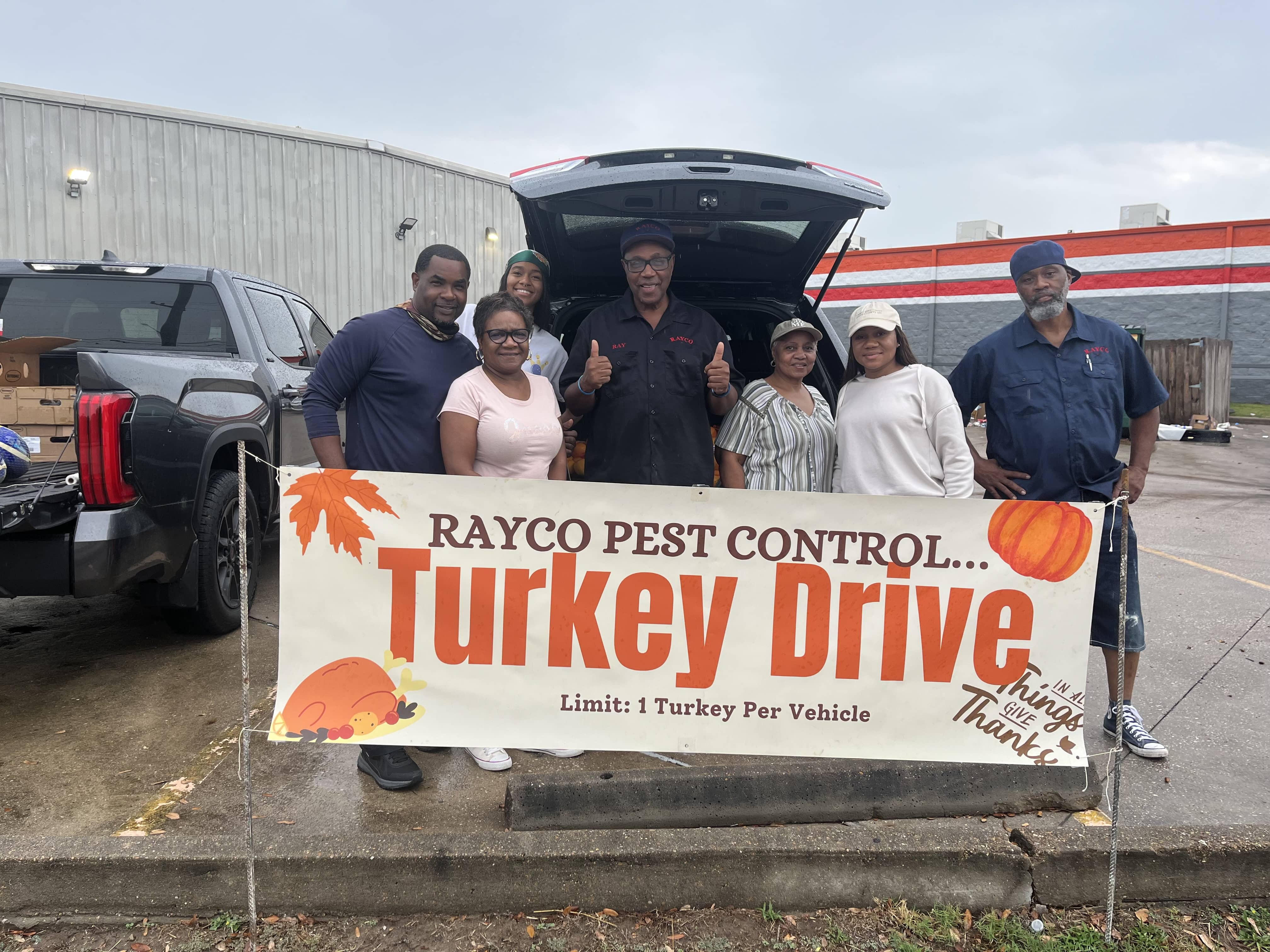 Rayco Pest Control Thanksgiving turkey drive illustration